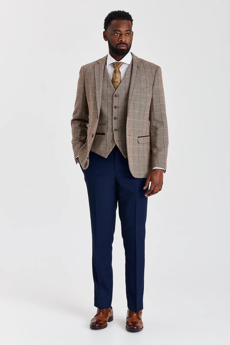Harris Brown Tweed Suit med kontrasterende Mayfair Navy bukser