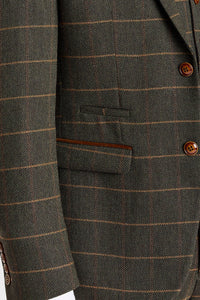Harris - Grøn Tweed Sildebensmønstret Ternet Tweed Blazer