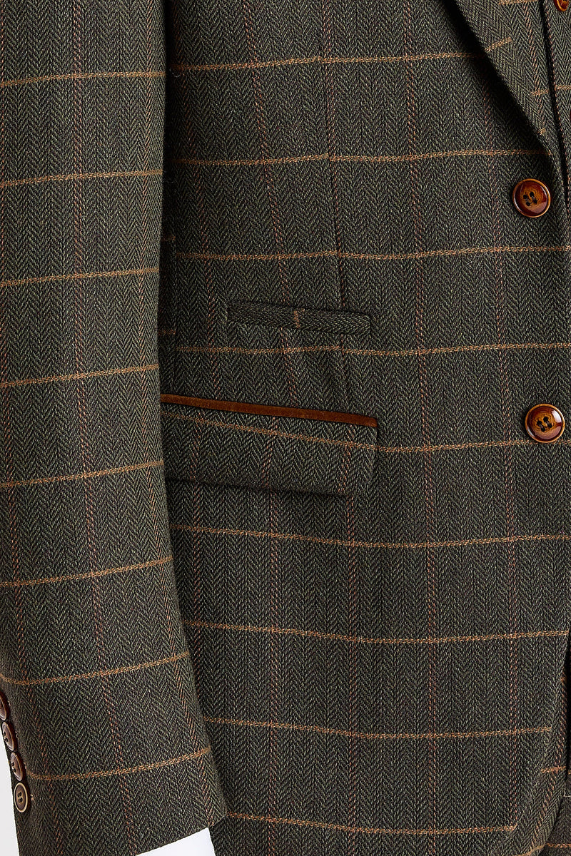 Harris - Grøn Tweed Sildebensmønstret Ternet Tweed Blazer