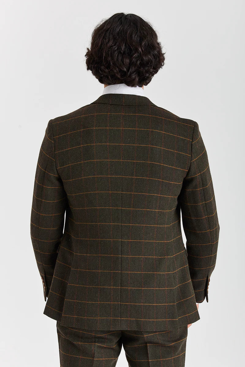 Harris - Grøn Tweed Sildebensmønstret Ternet Tweed Blazer