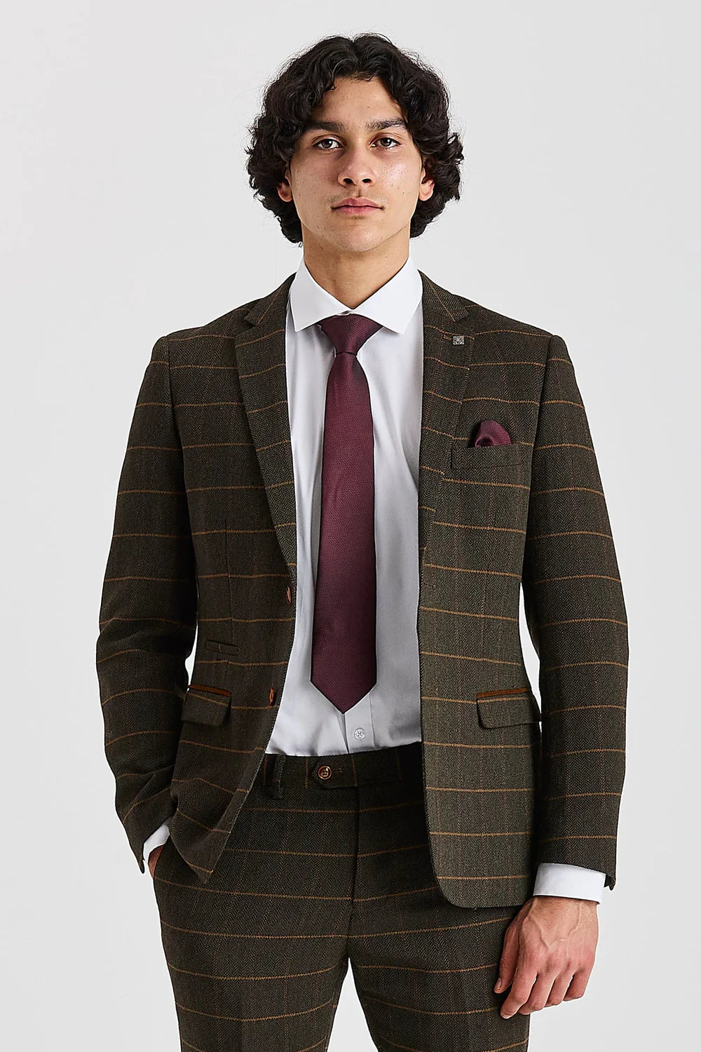 Harris - Grøn Tweed Sildebensmønstret Ternet Tweed Blazer