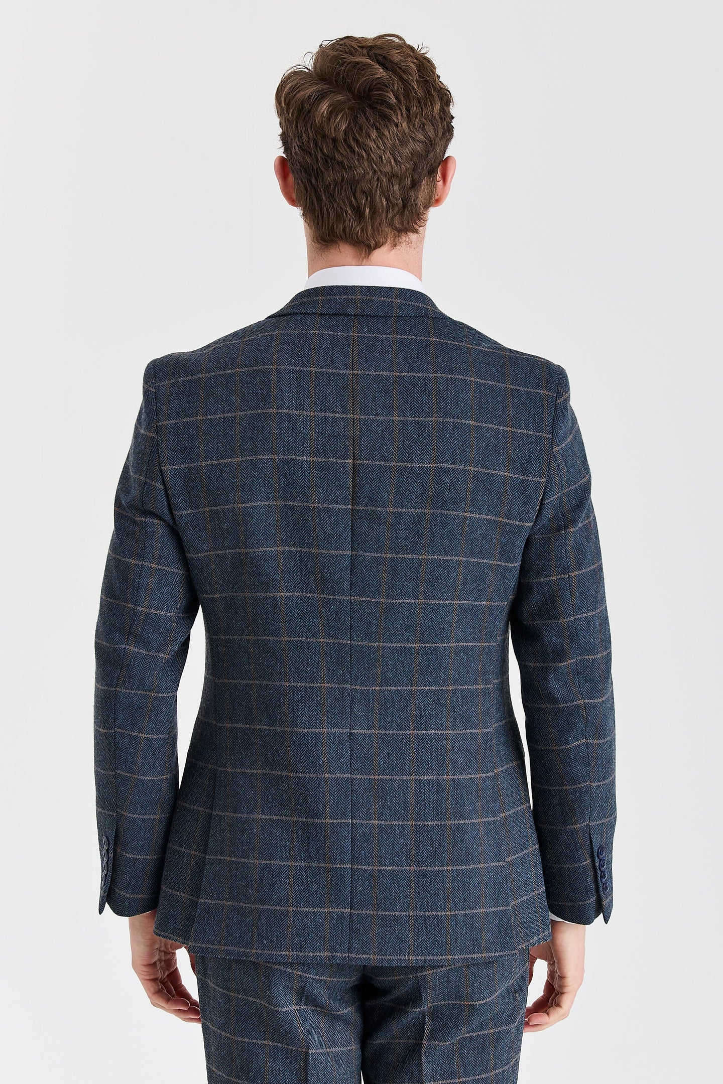 Harris - Herre marineblå blazer i tweed-uldblanding