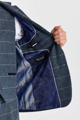 Harris - Herre marineblå blazer i tweed-uldblanding