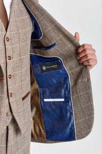Harris - Tweed Brun Sildebensmønstret Ternet Blazer til Herrer