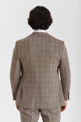 Harris - Tweed Brun Sildebensmønstret Ternet Blazer til Herrer