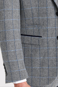 Harris - Grå tweed-blazer med sildebensmønster til mænd