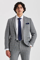 Harris - Grå tweed-blazer med sildebensmønster til mænd
