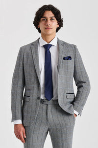Harris - Grå tweed-blazer med sildebensmønster til mænd