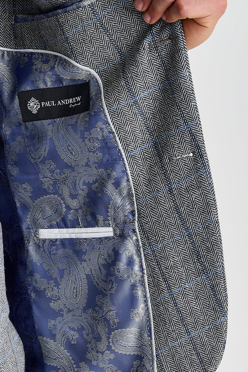 Harris - Grå tweed-blazer med sildebensmønster til mænd