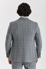 Harris - Grå tweed-blazer med sildebensmønster til mænd