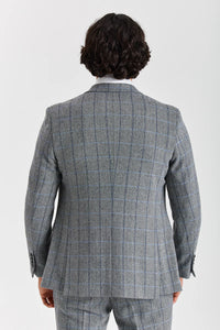 Harris - Grå tweed-blazer med sildebensmønster til mænd