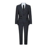Boys Grey Black 3 Piece Tweed Suit Herringbone Wine Vintage Retro