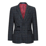 Boys Grey Black 3 Piece Tweed Suit Herringbone Wine Vintage Retro
