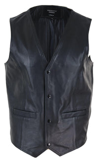 Mens Black Hide Leather Waistcoat