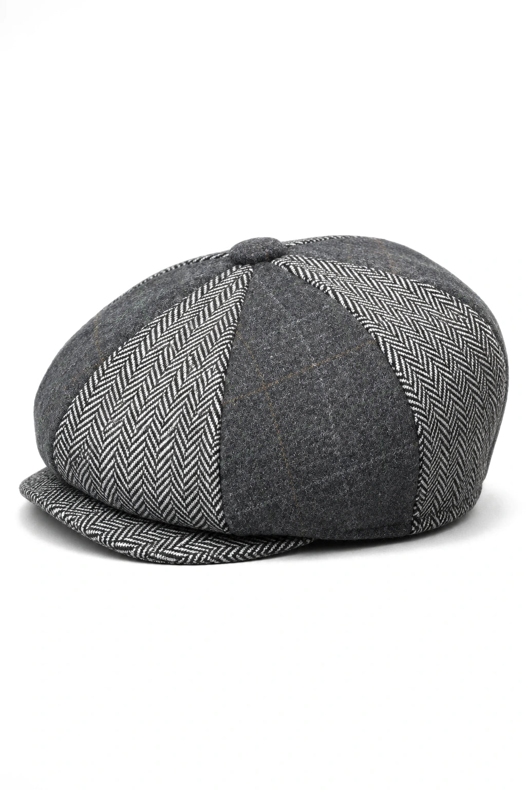HT6325 - Herre Ternet Sildebensmønstret Tweed Mix Avisbuks med 8 Paneler