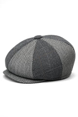 HT6325 - Herre Ternet Sildebensmønstret Tweed Mix Avisbuks med 8 Paneler