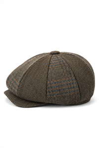 HT6325 - Herre Ternet Sildebensmønstret Tweed Mix Avisbuks med 8 Paneler
