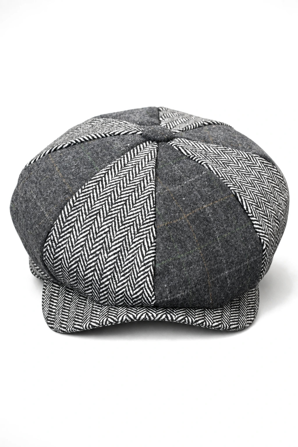 HT6325 - Herre Ternet Sildebensmønstret Tweed Mix Avisbuks med 8 Paneler