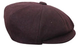 HT6363 - Mens Vintage Tweed Newsboy Peaky Blinders Cap - Brown/Wine