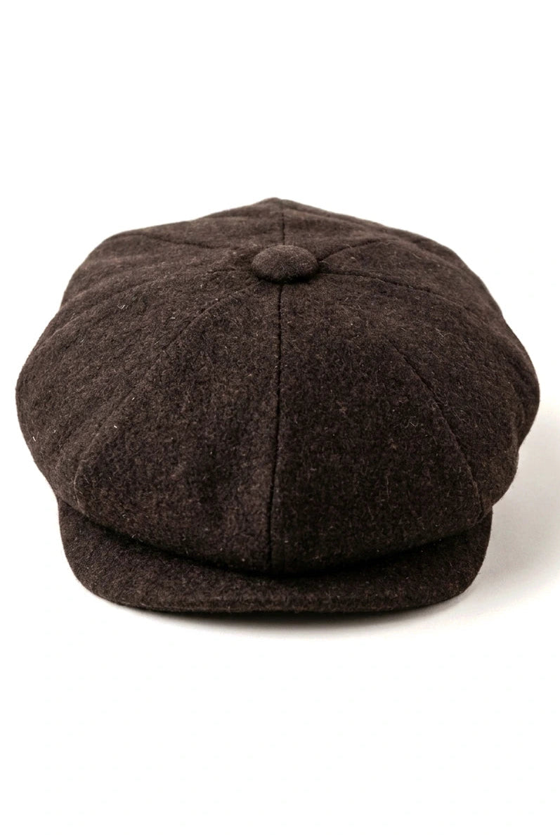 HT6363 - Herre Vintage Tweed Newsboy Peaky Blinders Kasket - Brun/Vinrød