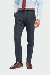 Herre 3-delt jakkesæt med nålestriber, marineblå, klassisk vintage, retro, 1920'er, skræddersyet pasform, bryllup