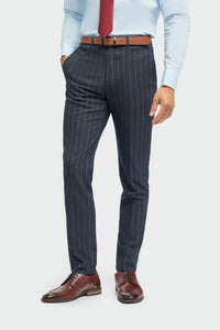 Herre 3-delt jakkesæt med nålestriber, marineblå, klassisk vintage, retro, 1920'er, skræddersyet pasform, bryllup