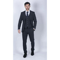 Mens 3 Piece Suit Pin Stripe Navy Classic Vintage Retro 1920s Tailored Fit Wedding