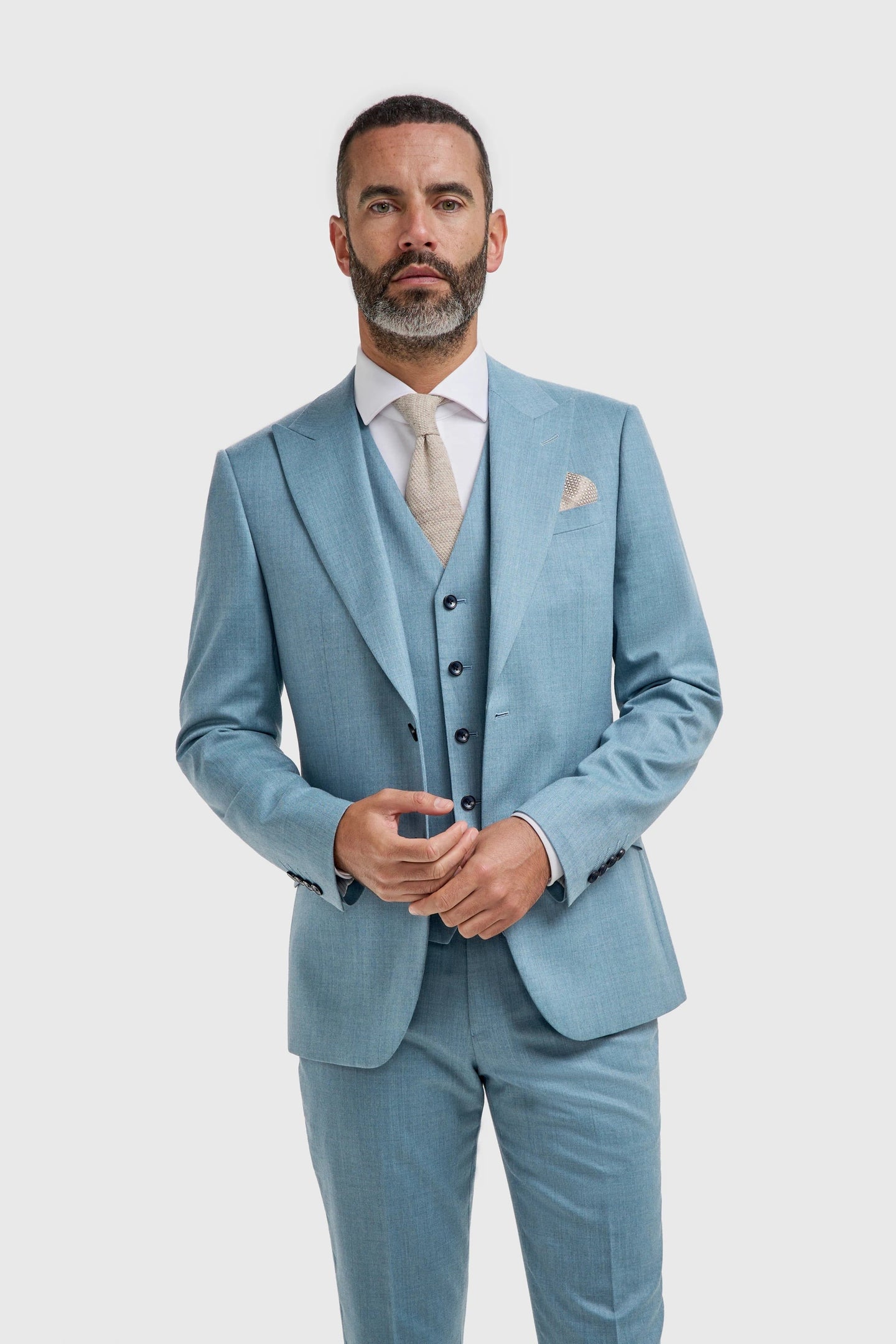 James - Herre lyseblå tekstureret blazer