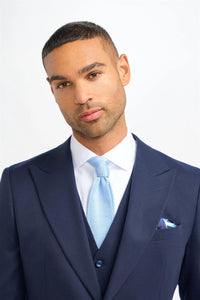 James - Herre marineblå uldblazer med skræddersyet pasform