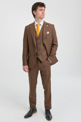 James Herre 3-delt Ensfarvet Brunt Habitat med Klassisk Pasform