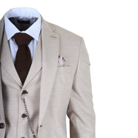 James - Herre 3-delt cremefarvet skræddersyet jakkesæt med 3 dele