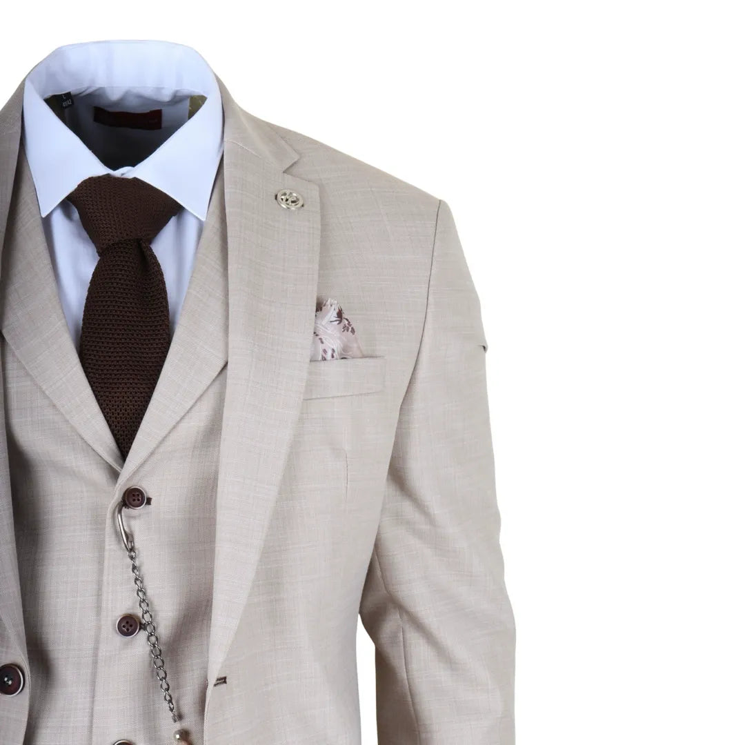James - Herre 3-delt cremefarvet skræddersyet jakkesæt med 3 dele