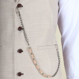 James - Herre 3-delt cremefarvet skræddersyet jakkesæt med 3 dele