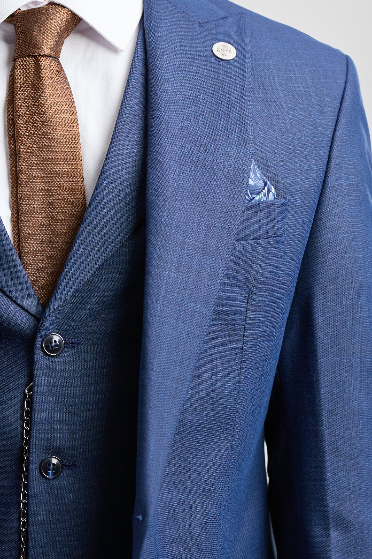 James Herre 3-delt marineblåt skræddersyet jakkesæt