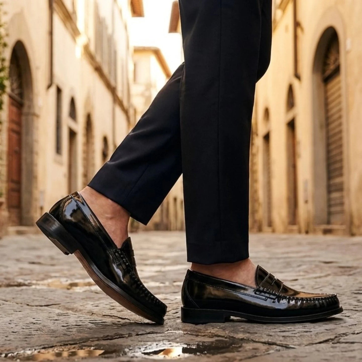 Joseph - Herre Sorte Penny Højglanspolerede Loafers