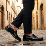 Joseph - Herre Sorte Penny Højglanspolerede Loafers