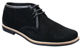 Elong K16 Mens Suede Low Ankle Chelsea Boots Laced Dessert Chukka Shoes Leather Inner Black