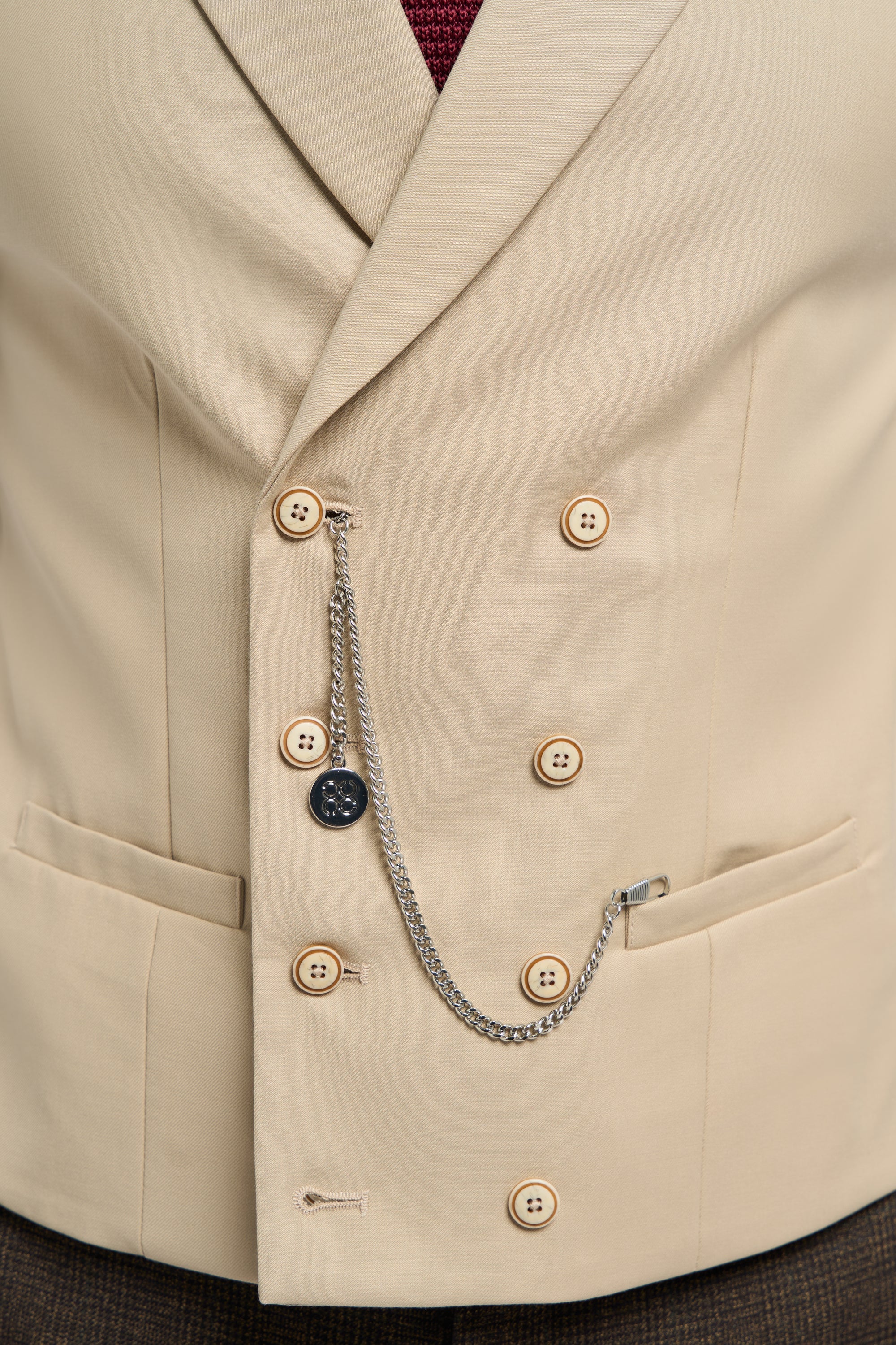 Dobbeltradet vest med kæde til mænd - Cavani Lennox