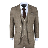 Liam - Men's 3 Piece Brown Checked Suit