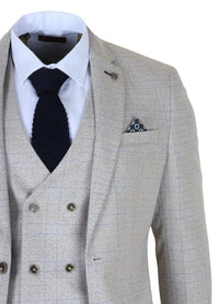 Luis - Herre Cremefarvet Ternet Slim Fit 3-delt Habitat