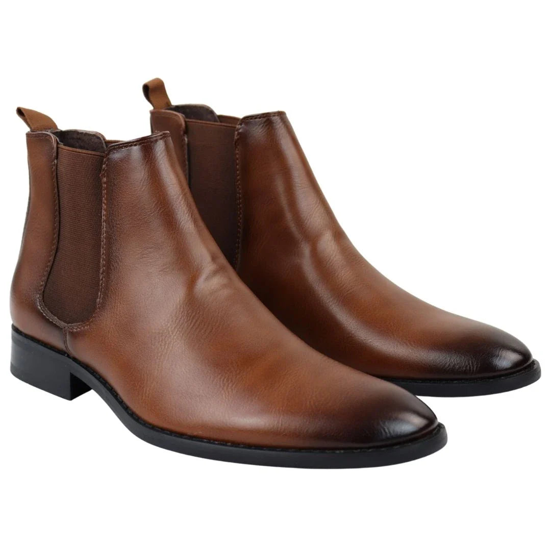 Men's Chelsea Slip On Tan Ankle Boots