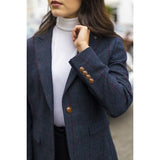 Madrid - Dame marineblå tweed skræddersyet blazer