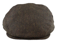 Men's Flat Cap Wool Herringbone Brown Tweed Classic 1920s Unisex Del Boy