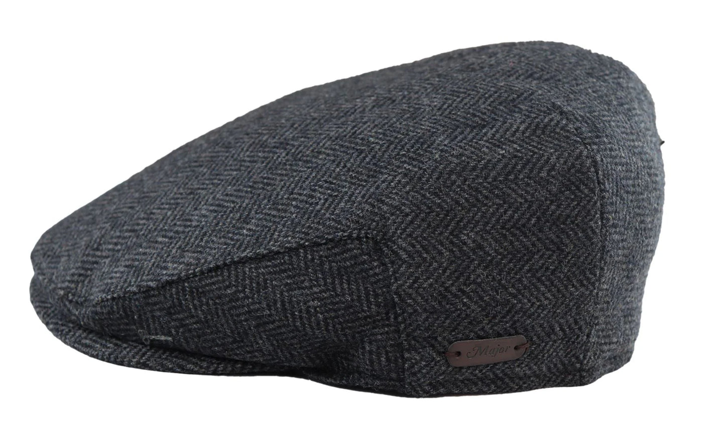 Men's Flat Cap Wool Herringbone Charcoal Tweed Classic 1920s Unisex Del Boy