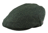 Men's Flat Cap Wool Herringbone Olive Tweed Classic 1920s Unisex Del Boy