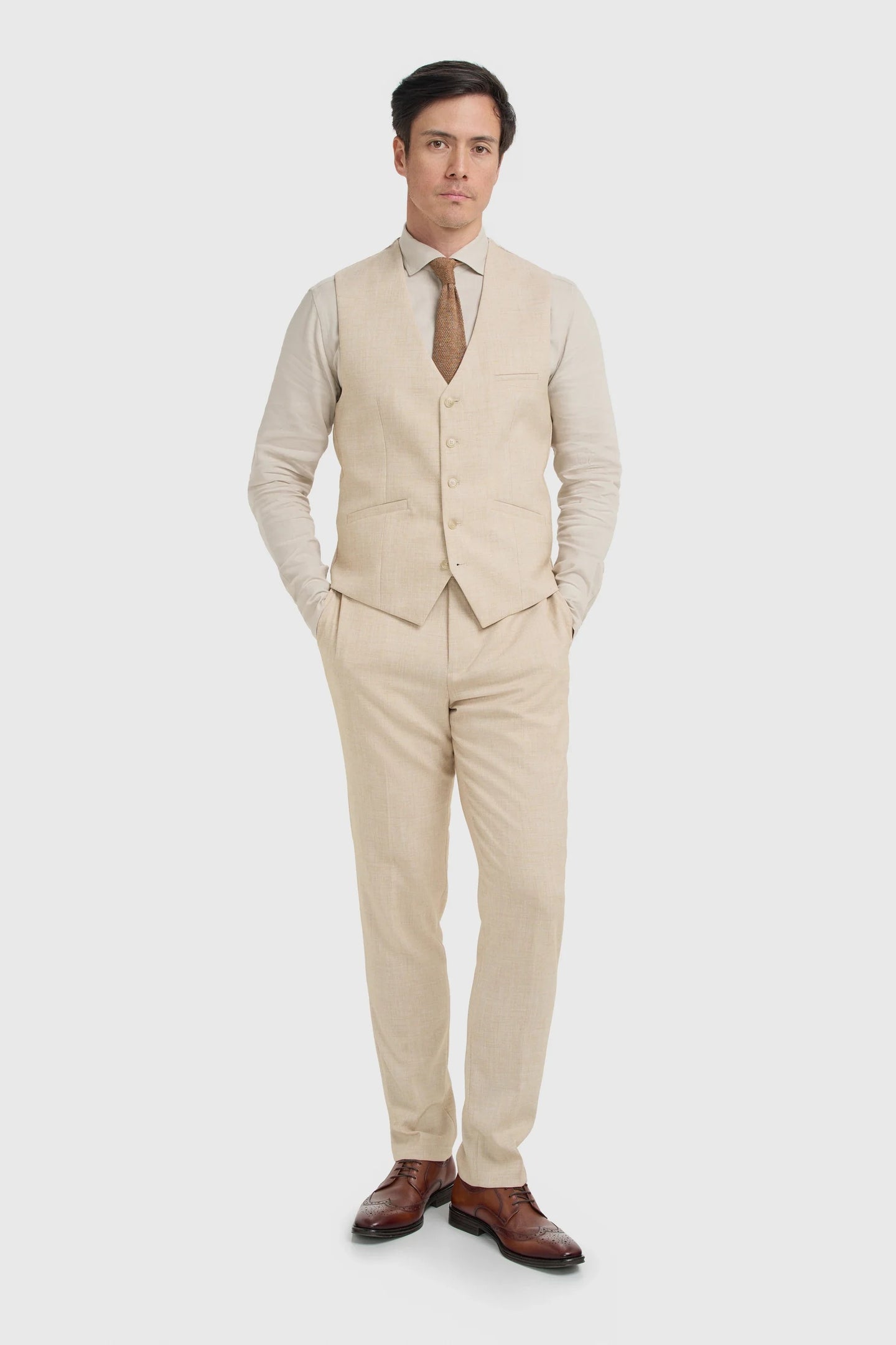 Malibu - Herre Beige Tekstureret Vest