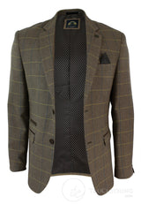 Mens Check Vintage Herringbone Tweed Grey Charcoal Blazer Jacket Fitted-Oak