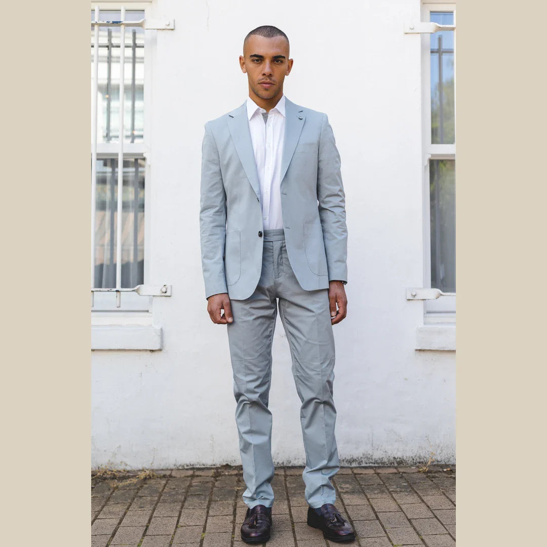 Mario - Men's 2 Piece Summer Suit Light Blue Office Wedding Classic Italian