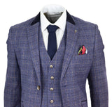 Mens Blue Check 3 Piece Suit - Cavani Matteo