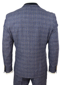 Mens Blue Check 3 Piece Suit - Cavani Matteo